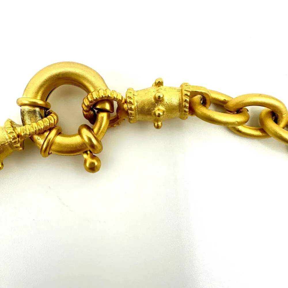 1980s 1990s vintage Etruscan Revival matte gold tone cable link chain necklace